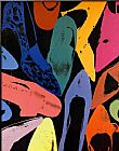 Andy Warhol Canvas Paintings - Diamond Dust Shoes Lilac Blue Green